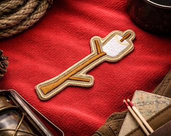 Roasting Marshmallow Patch/Iron-On Patch/Camping, Outdoor Adventure, Nature/Embroidered Sew-On Applique for Vest/Jacket Clothing Backpacks