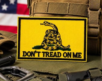Gadsden Flag Patch/Iron-On Patch/Custom Sizes/Military/Embroidered Sew-On Applique for Clothing, Vest/Jacket, Hat Backpack Uniform Gear