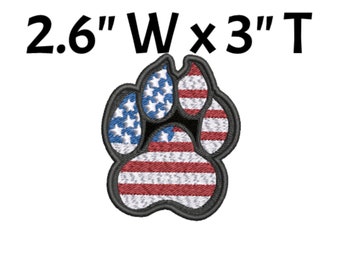 Dog Paw USA American Flag Patch Embroidered Iron-On/Sew-On Applique Clothing Vest Jacket Pet Bed Canine Badge Name Tag Family Best Friend