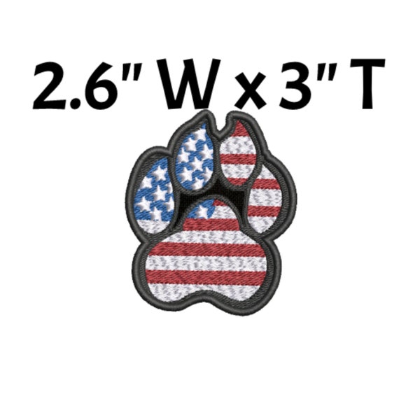 Dog Paw USA American Flag Patch Embroidered Iron-On/Sew-On Applique Clothing Vest Jacket Pet Bed Canine Badge Name Tag Family Best Friend