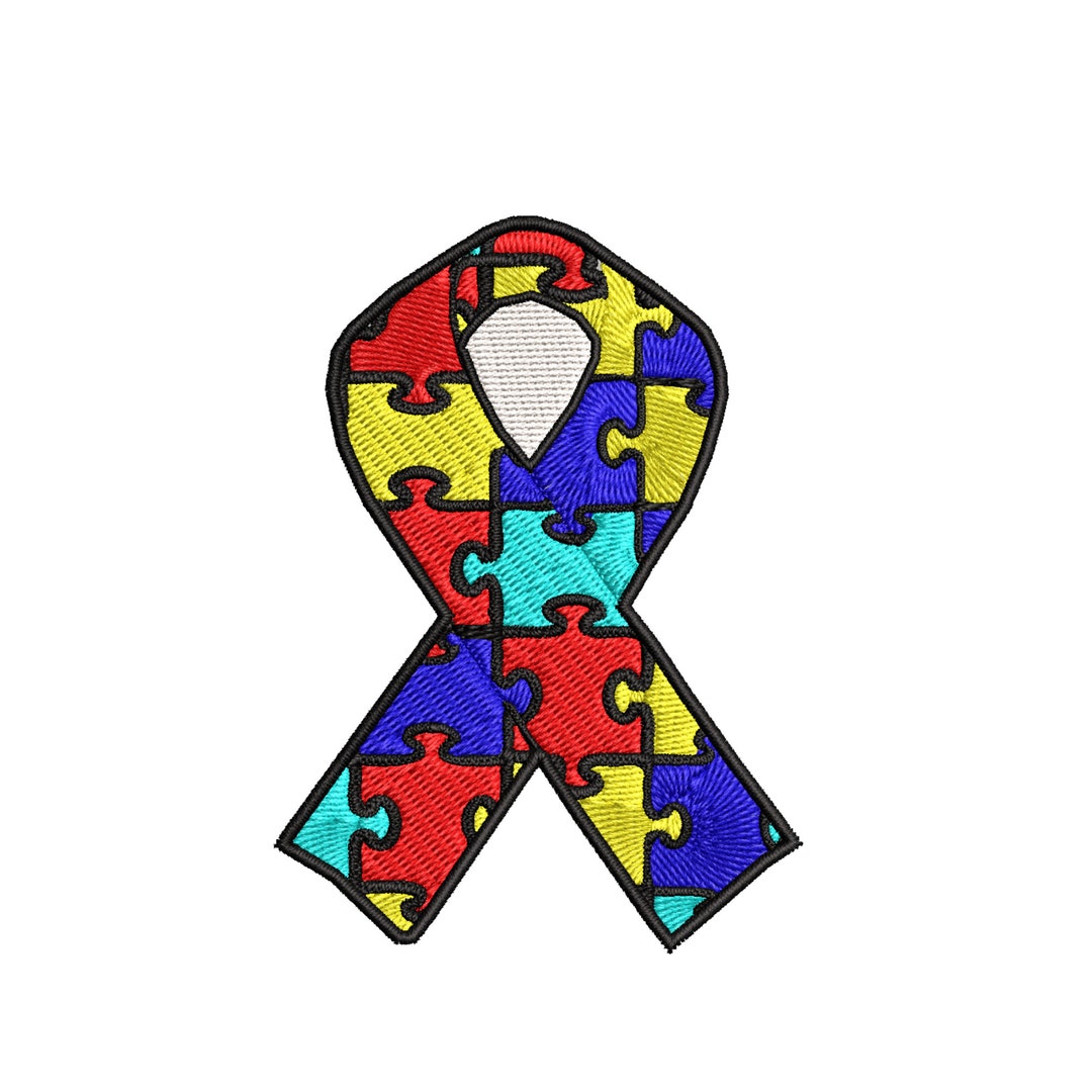 Autism Awareness Puzzle Piece Ribbon Patch Embroidered Ironon Applique