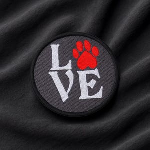 Dog Paw Patch/Iron-on Patch/Animal Badge/Love Patch/Family Pet/Decorative Patch/DIY Embroidery/3" Embroidered Applique/Animal Lover Gift