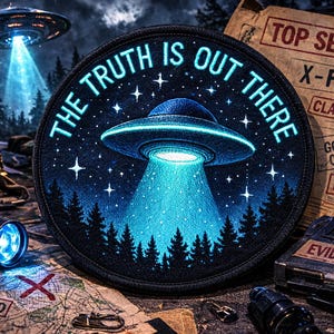 The Truth Is Out There UFO Patch/Iron-On Patch/Paranormal Badge/XFiles Aliens/Government Secrets & Cover-Ups/Sew-On Applique for Clothing