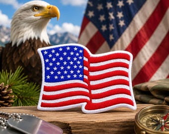 American Flag Embroidered Patch Iron-On - Veteran Made Tactical Badge - Durable USA Stitching, Military Use, Jacket or Vest