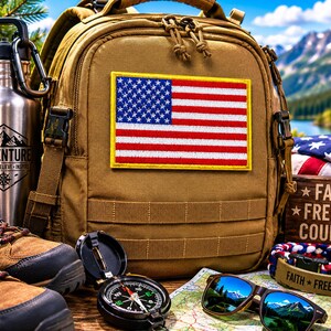 American USA Flag Patch/Iron-On Patch/Custom Sizes/Military/Embroidered Sew-On Applique for Clothing, Vest/Jacket, Hat Backpack Uniform Gear image 3