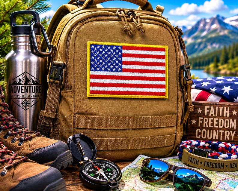 American USA Flag Patch/Iron-On Patch/Custom Sizes/Military/Embroidered Sew-On Applique for Clothing, Vest/Jacket, Hat Backpack Uniform Gear image 3