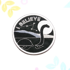 Loch Ness Monster Patch embroidered Iron-On Applique Clothing, Cryptid Badge, Supernatural Patch, Paranormal Patch, Cryptozoologist Patch