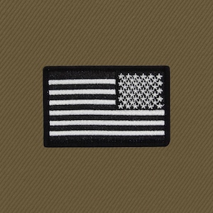 Naszywka z flagą amerykańską, odwrotna strona USA, czarno-biała – odznaka wojskowa dla weteranów – aplikacja do prasowania, trwała nić, patriotyczny gadżet