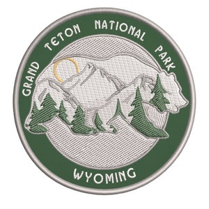 Grand Teton Park Patch 3.5&quot; Embroidered Iron-On Applique for Backpack & Jacket, Mountain Patch, Nature Badge, Wildlife Patch, Bear Patch