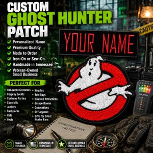 Embroider Custom Patch for Ghostbuster Costume Party Fancy Dress Iron On Personalized Name Patch Jeans Badge Denim Jacket Patch Applique