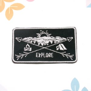 Mountain Patch Embroidered Iron-On Applique for Backpack & Jacket, Forest Patch, Nature Badge, Wildlife Patch, Gear Patches, Explore Patches