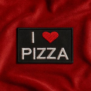 I Love Pizza Patch Embroidered Iron-On Applique for Clothing, Vest, Jacket, Backpack, Pizza Lover Patch, Turtle Patch, Funny Sayings Badge