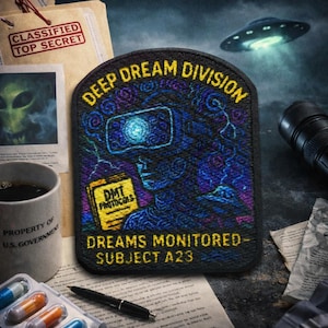 Deep Dream Division Patch/Iron On Patch/VR headset/DMT Protocols/Paranormal Badge/Dreams Monitored/Subject A23/Sew-On Applique Clothing