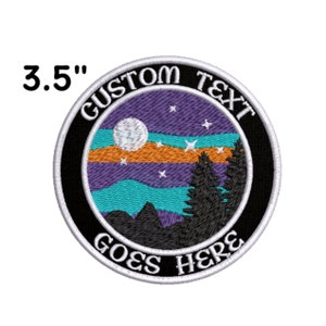 Custom Your Text Purple Starry Night Patch Embroidered DIY Iron-On Custom Applique Vest Jacket Backpack, Nature Wildlife Hiking Moon Parks