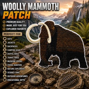 Wooly Mammoth Patch/Ice Age Animal/Iron-on Patch/Kids Gift/Prehistoric Fossils/Embroidered Sew-On Applique for Clothing Vest/Jacket Backpack