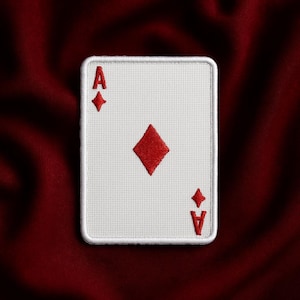 Parche de As de Diamantes, Parche termoadhesivo de carta de póker bordada para chaquetas y chalecos, Parche de naipe, Parche de jugador, Parche de carta de casino, Parche de motociclista