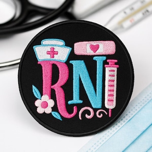 RN Nurse Patch Embroidered Iron-on Applique for Uniform, Backpack, Clothing, Badge for LPNs & Nursing Grads, Nurse Appreciation Week Gift
