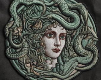 Medusa Snakes Patch Iron-on Decorative Applique for Backpack Clothing Vest Denim Jacket, Legend, Myth of Olympus, Argonaut, Greek, Monster