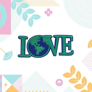 Love Earth Applique Patch - Save Our Environment Planet Protection Badge, Save the Earth Patch, Iron-On for Clothing & Vests, for Backpacks
