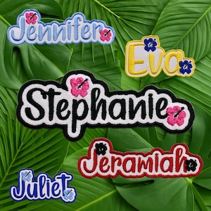 Custom Name Patch Embroidered, Custom Name Hibiscus Patches, Sew On/Iron On Patches for Clothes Jackets Backpacks, Personalized Patches