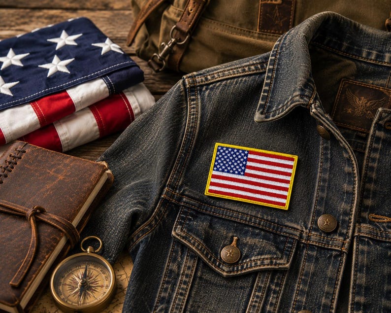 American USA Flag Patch/Iron-On Patch/Custom Sizes/Military/Embroidered Sew-On Applique for Clothing, Vest/Jacket, Hat Backpack Uniform Gear image 4