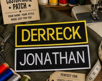 Custom Name Patch/Embroidered Nametag Patch/Personalized Name Tag Patch/Iron-On Patch for Clothing, Backpack/Embroidery/6"x2"/Biker Patch