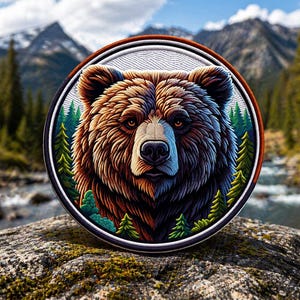 Iron-on Grizzly Bear Patch /Bear Badge/Decorative Patch/DIY Embroidery/Embroidered Applique/Animal Lover Gift/Yellowstone Park Patch/Sew-on