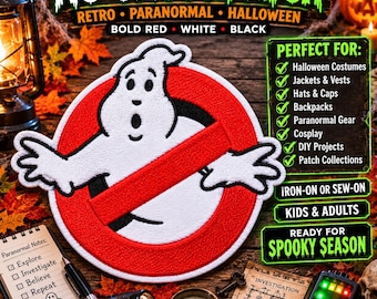 Ghostbusters No Ghosts Logo Embroidered Iron On Patch GHOSTBUSTERS, Sew On Applique Badge, Halloween Costume, Cosplay Patch, Kids Patches