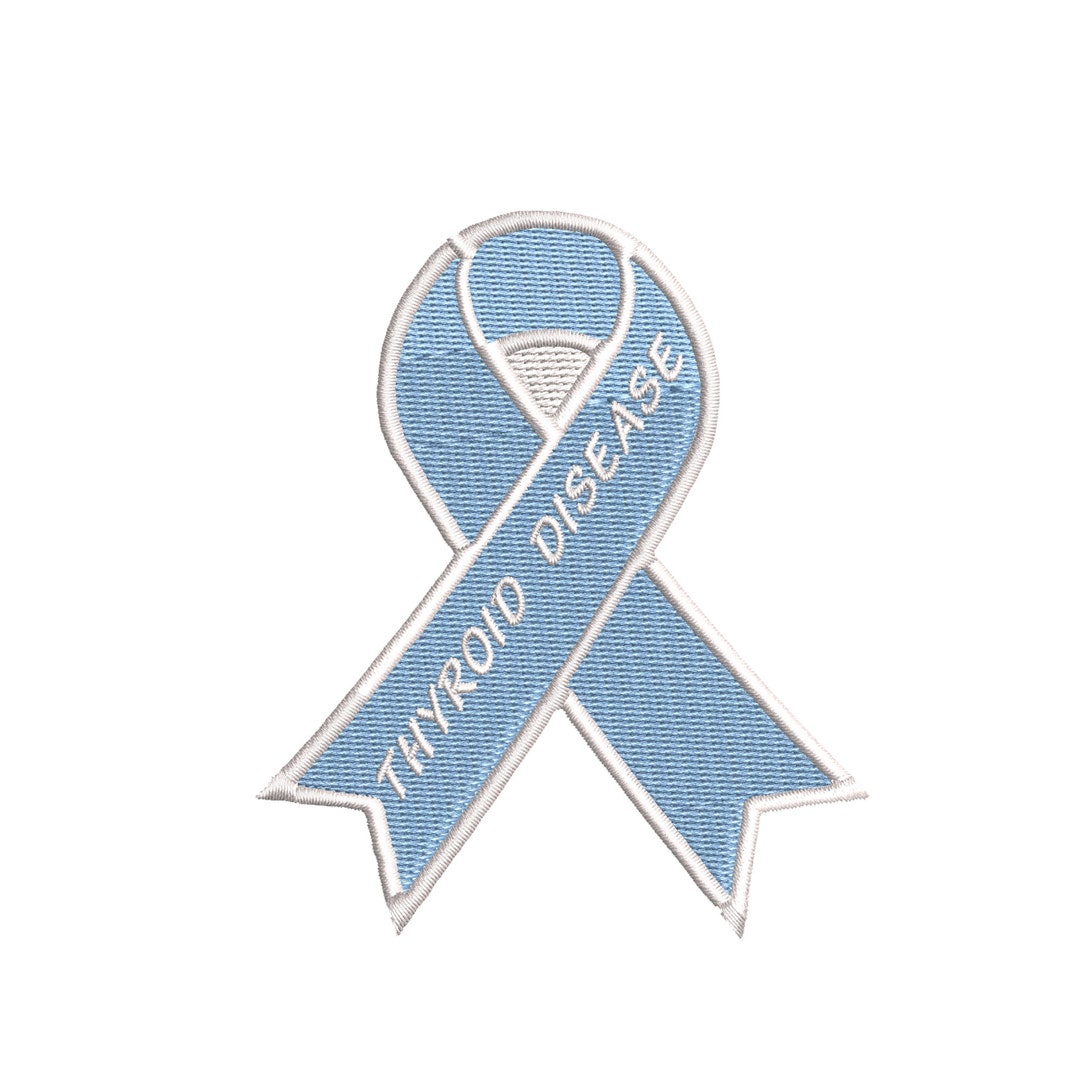 Thyroid Disease Awareness Blue Ribbon Patch Embroidered Iron-on ...