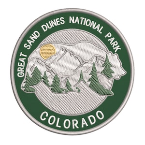 Great Sand Dunes Park Patch 3.5&quot; Embroidered Iron-On Badge for Backpacks, Jacket & Vest, Bear Patch, Mountain Patch, Nature Camping Patch