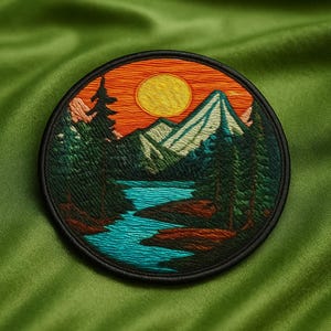 Mountain Lake Patch/Iron-on Patch/Nature Badge/Decorative Patch/Nature Lover Gift/DIY Sew-on Embroidery/Wildlife Patch/Camping/Hiking Trails