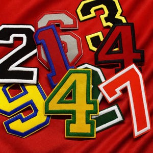 High School Varsity Numbers Patch College Letterman Jacket Embroidered Iron-on/Sew-on Applique Football Baseball Jersey Multiple Team Colors