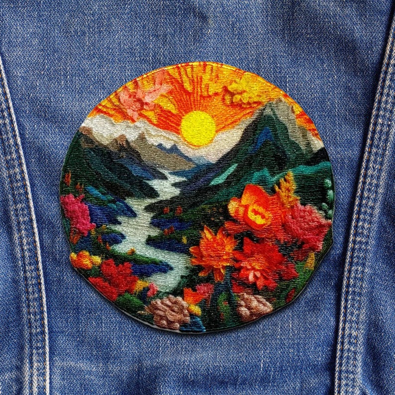 Wildflower Patch/Iron-On Patch/Nature Badge/Camping Gear & Hiking Gifts/Outdoor Patches/Sew-On Applique for Clothing Backpack Vest/Jackets 画像 6