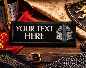 Personalized Name Patch Embroidered/Custom Text Patches Embroidered/Sew On/Iron On Patch Applique for Clothes Hat Backpacks/Knight Crest