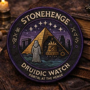 Stonehenge Patch/Druidic Watch/Iron-On Patch/Paranormal Badge/Xfiles Cover-Up & Government Secrets/Sew-On Applique for Clothing Vest/Jacket