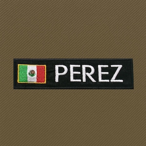 Embroidered Custom Name Patch/Mexico Flag Patch/Personalized Name Tag Patch/Iron-On Applique for Uniform/Costume/Jacket/Backpack/Biker Vest