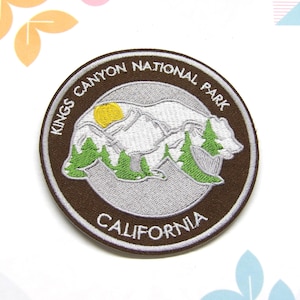 Kings Canyon Patch Embroidered Iron-On Applique for Backpacks & Jackets, Bear Patch, Mountain Patch, Nature Badge, Camping Patch, Hiking