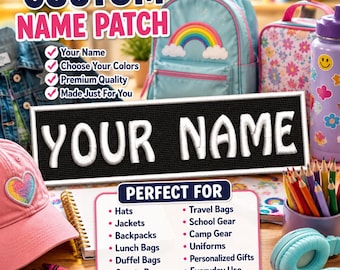 SMALL 4" x 1" Custom Name Tag Emblem Iron-On Patch Applique for Costume/Cosplay Personalized Rectangle Patch Playful Font