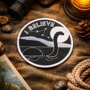 Loch Ness Monster Patch/Iron-On Patch/Cryptid Badge/Paranormal/Cryptozoologist Gift/Embroidered Sew-On Applique for Clothing Vest/Jacket Hat