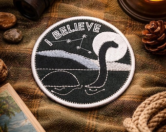 Loch Ness Monster Patch/Iron-On Patch/Cryptid Badge/Paranormal/Cryptozoologist Gift/Embroidered Sew-On Applique for Clothing Vest/Jacket Hat