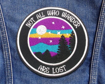 Custom Name Patch/"Your Text" Purple Starry Night Patch/Iron-On Patch/Moon & Stars/Embroidered Personalized Sew-On Applique for Clothing Hat