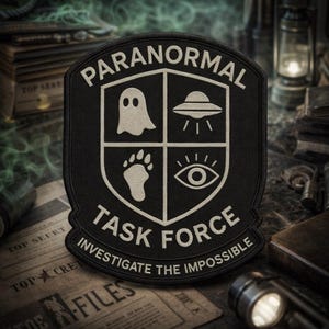 Paranormal Task Force Patch/Night Predator Watch//Iron On Patch/XFiles/Government Secrets & Cover-ups/Sew-On Applique for Clothing Backpacks