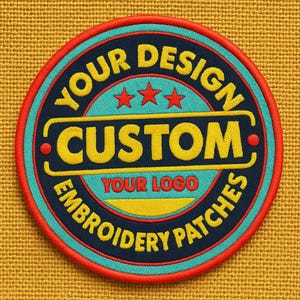 Custom Embroidered Logo Patch, Personalized Logo Patches, Sew On/Iron On/Velcro Patch Applique for Backpacks, Custom Iron on Logo Patches