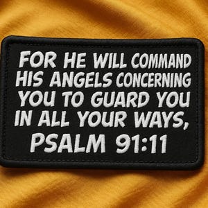 Bible Verse Patch/Psalm 91:11 Patch/Iron-On Patch/Christian Religious Embroidered Sew-On Applique for Hat/Backpack/Jackets, Gifts for Her