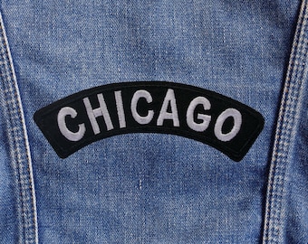Chicago Rocker Patch Embroidered Iron On Sew On Biker Vest Jacket Motorcycle Club Back Patch Applique Rider Gift City Pride Symbol