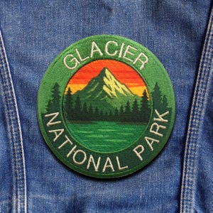 Gletscherpark Aufnäher/Naturbadge/Bügelbild/Aufnäher für Weste & Rucksack/Aufnäher für Campingkleidung/Wandern Aufnäher/Wildlife Patch