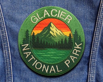 Naszywka Glacier Park/Odznaka przyrodnicza/Aplikacja do prasowania/Naszywka na kamizelkę i plecak/Naszywka na odzież/Naszywka na sprzęt kempingowy/Naszywka turystyczna/Naszywka z motywem dzikiej przyrody