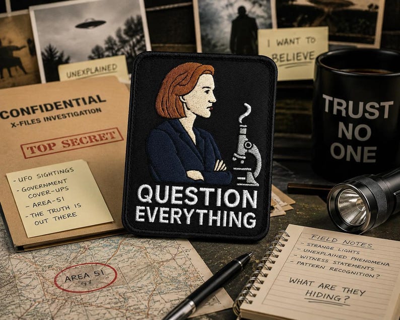 Question Everything Patch/UFO Patch/Area-51 Patch/Iron On Patch/Paranormal Patch/Retro Xfiles Patch/Cover-Up/Government Secrets Patch/Aliens bild 1