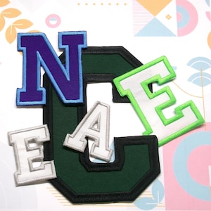 2&quot; High School Varsity Letters Patch College Letterman Jacket Embroidered Iron-on/Sew-on DIY Applique Football Baseball Jersey Team Colors