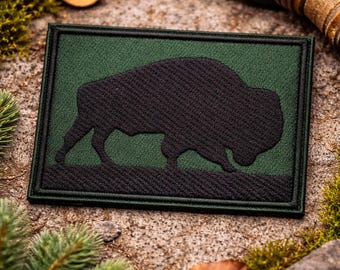Bison Patch/Iron-on Patch/Animal Badge/Nature & National Park Souvenir Gift/Wildlife Buffalo/Sew-On Applique for Clothing Vest Backpack Hats